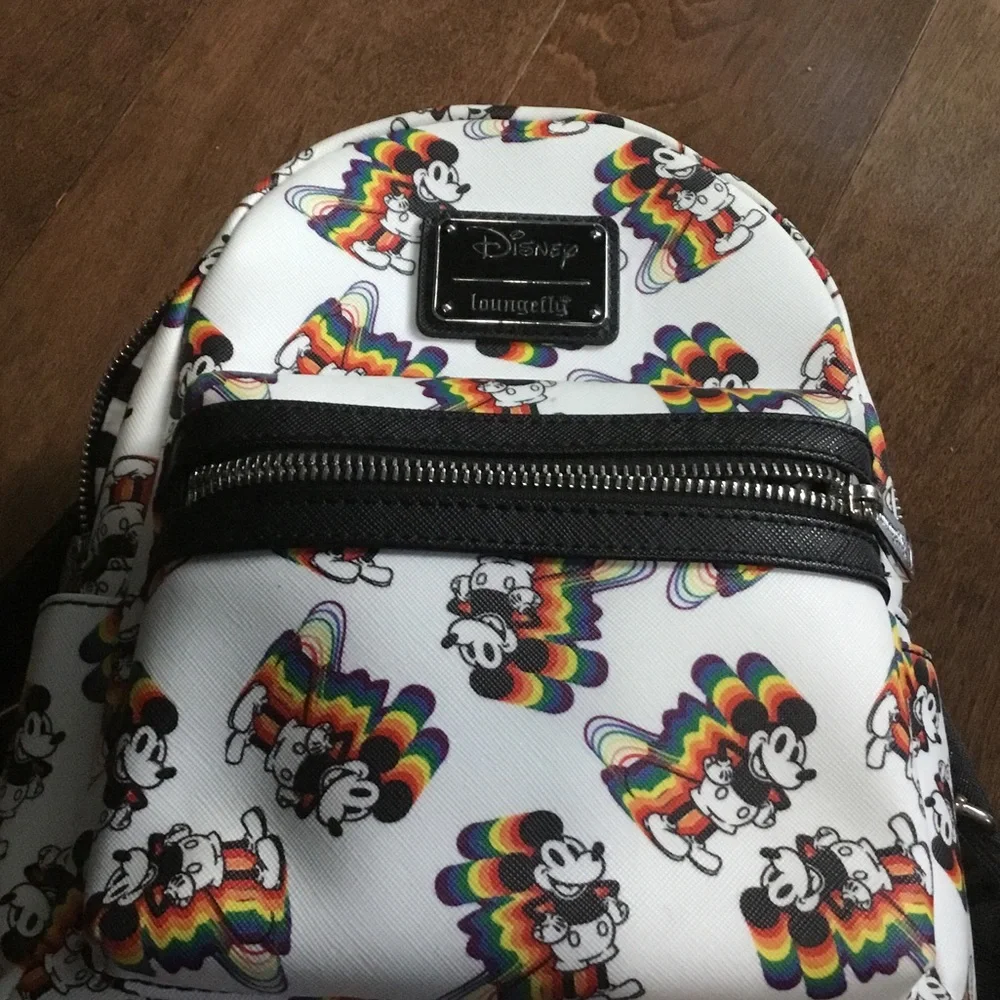 Loungefly Disney Mini Backpack and Wallet Set with Rainbow Mickey Print